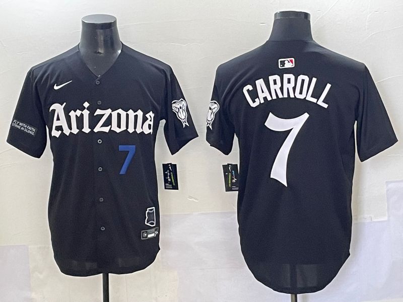 Men 2025 Arizona Diamondback #7 Carroll Black Five generations Joint Name Nike MLB Jersey style 12->arizona diamondback->MLB Jersey